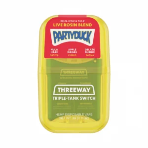 PartyDuck Delta-8 + THC-P Live Rosin Blend Threeway Disposable (3000mg) - Hula Haze, Apple Nanas, Gelato Bubble