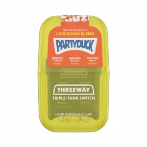 PartyDuck Delta-8 + THC-P Live Rosin Blend Threeway Disposable (3000mg) - Mango Tango, Jamaica Jelato, Peacher Man