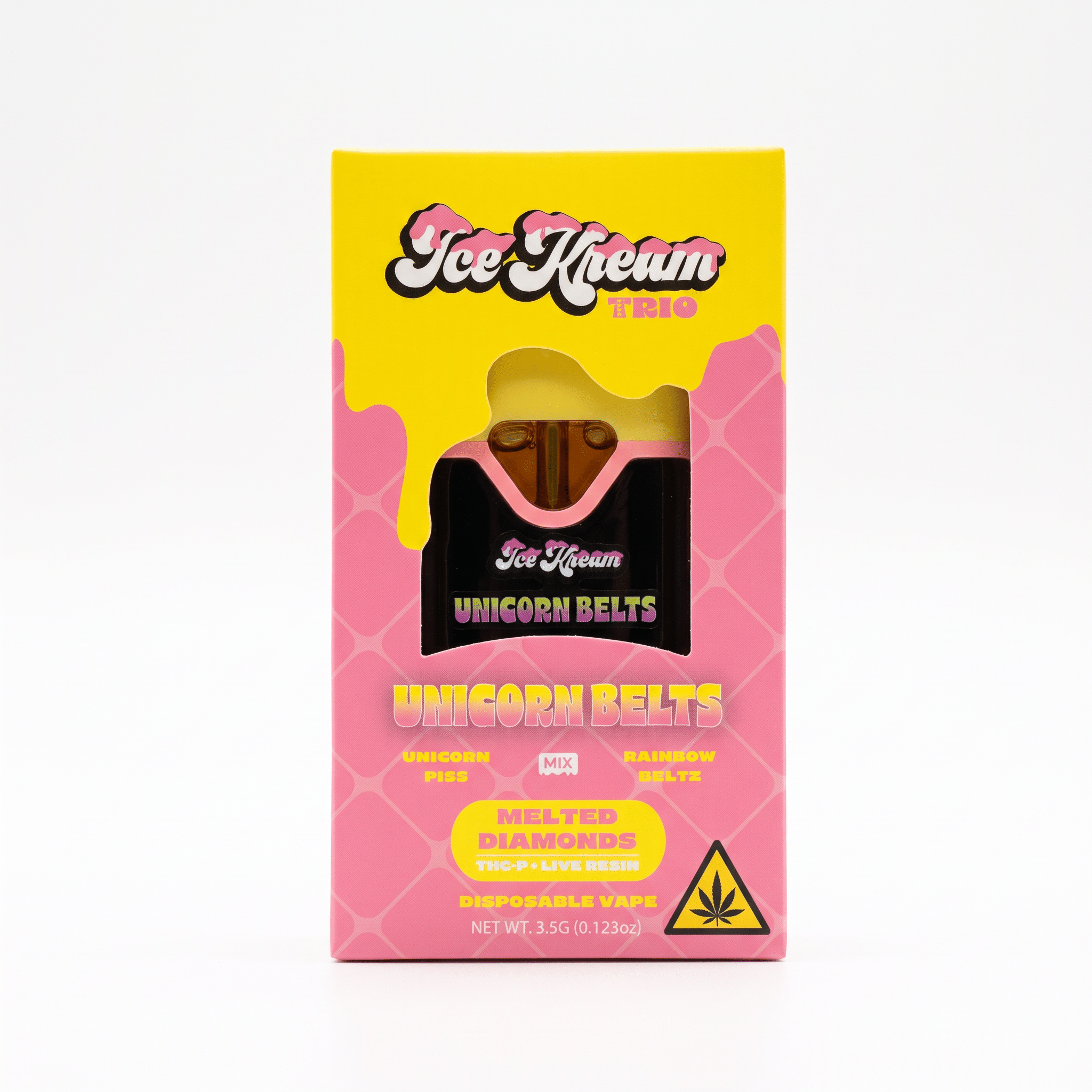 Ice Kream Trio THC-P + Live Resin Disposable Vape (3500mg) - Unicorn Belts - Unicorn Piss (Indica) + Rainbow Beltz (Indica)